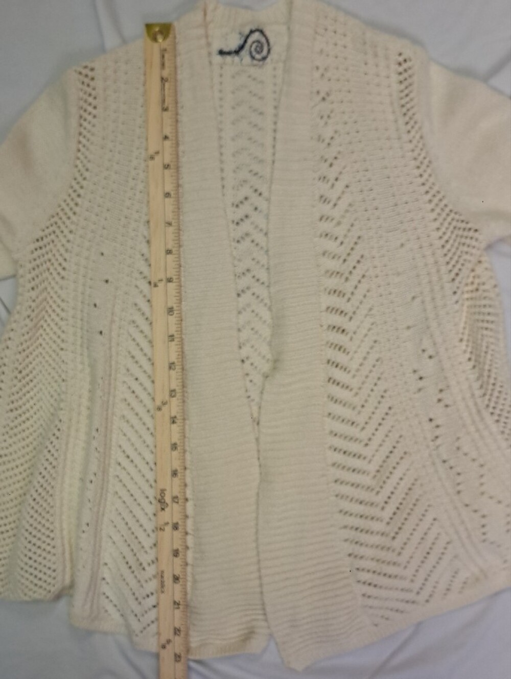Anthropologie Rosie Niera Ivory Open-Front Open-Knit Cardigan Indie Boho Size S - Picture 7 of 11